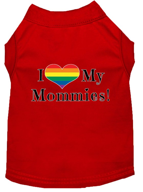 I Heart my Mommies Screen Print Dog Shirt Red XXL